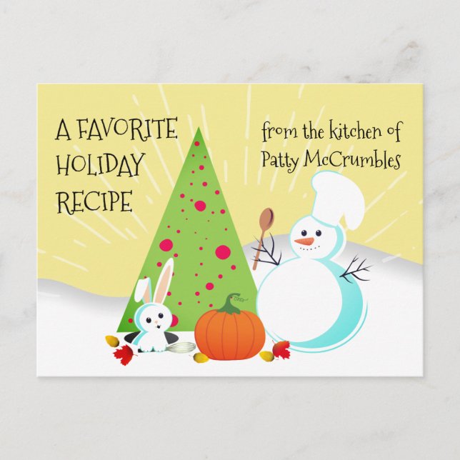 Cartes Pour Fêtes Annuelles Autumn winter cooking baking holiday recipe cards (Devant)