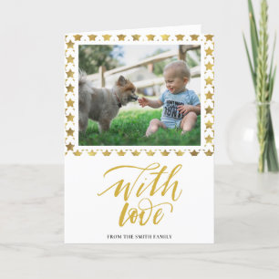 Cartes Pour Fêtes Annuelles AVEC AMOUR   Joyeux Nouvel An Script moderne Gold 
