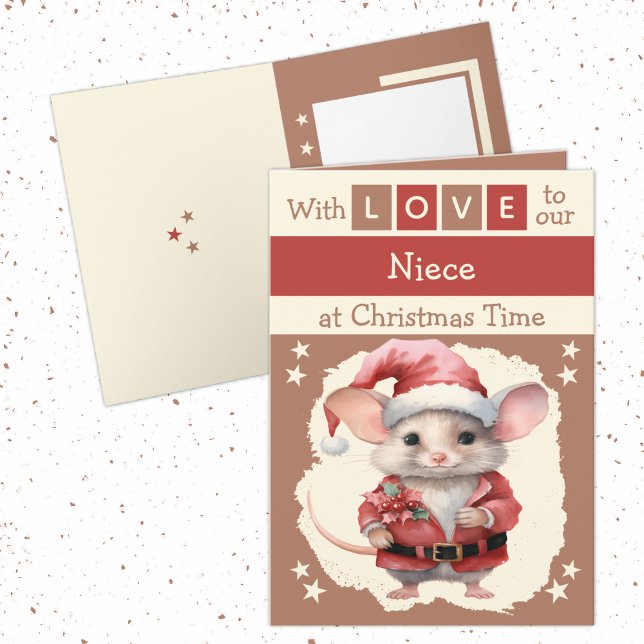 Cartes Pour Fêtes Annuelles Avec amour nièce souris brun Noël (Créateur téléchargé)