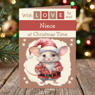 Cartes Pour Fêtes Annuelles Avec amour nièce souris marron Noël