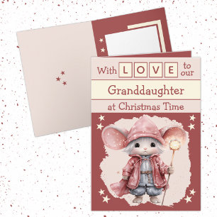Cartes Pour Fêtes Annuelles Avec amour petite-fille souris rose Noël