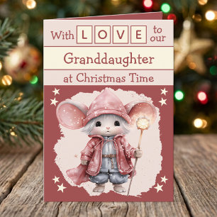 Cartes Pour Fêtes Annuelles Avec amour petite-fille souris rose Noël