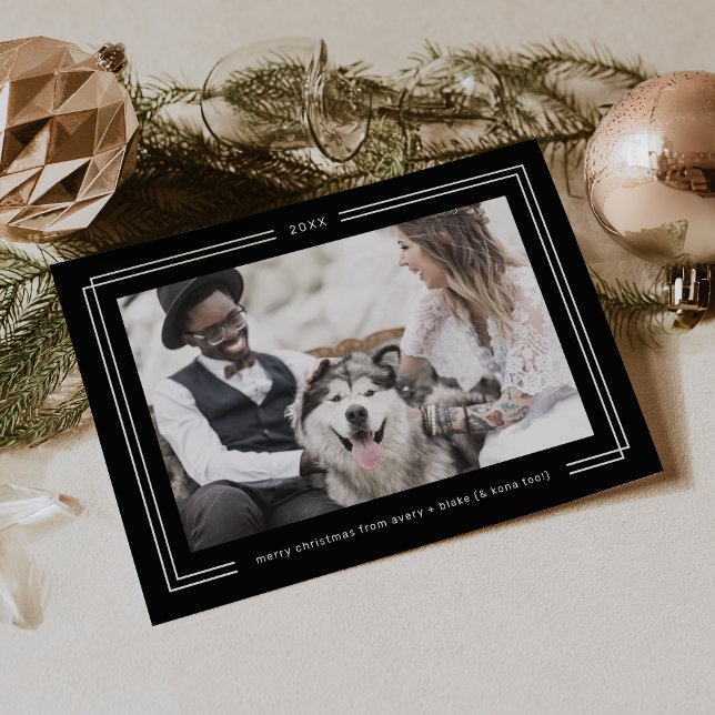 Cartes Pour Fêtes Annuelles AVERY Dark Black Framed Couples Photo Christmas (AVERY Dark Black Framed Couples Photo Christmas Holiday Card)