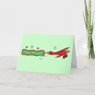 Cartes Pour Fêtes Annuelles Avion Biplane Joyeuses vacances Noël