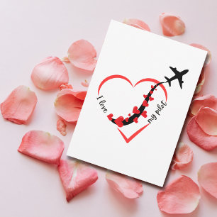 Cartes Pour Fêtes Annuelles Avion Cœur J'aime Mon Pilote Saint-Valentin