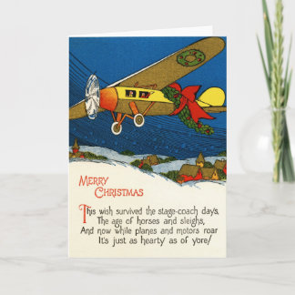 Cartes Pour Fêtes Annuelles Avion de Noël Vintage