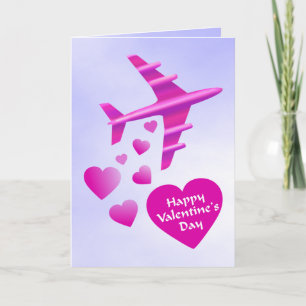 Cartes Pour Fêtes Annuelles Avion rose Valentine