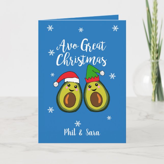 Cartes Pour Fêtes Annuelles Avo Grand Noël amusant Avocado Food Pun (Devant)