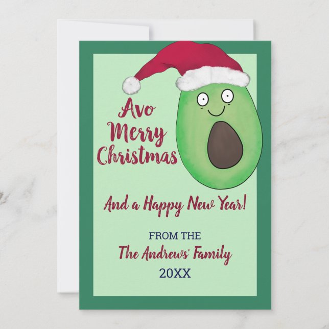 Cartes Pour Fêtes Annuelles Avo Merry Christmas Cote Avocado Père Noël Christm (Devant)
