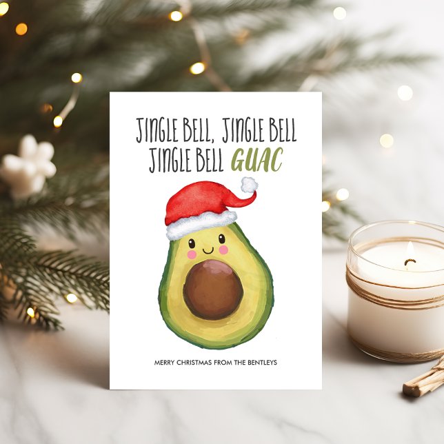 Cartes Pour Fêtes Annuelles Avocado Père Noël Jingle Bell Guac Noël (Créateur téléchargé)