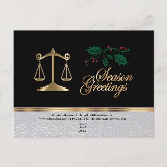 Cartes Pour Fêtes Annuelles Avocat Affaires Noël - Salons de saison (Devant)