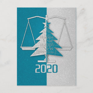 Cartes Pour Fêtes Annuelles Avocat Bonne Année 2020 Échelles de justice