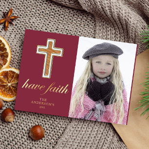 Cartes Pour Fêtes Annuelles Avoir foi   Photo de Noël de la Croix religieuse