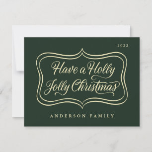 Cartes Pour Fêtes Annuelles Avoir un cadre en or classique de Noël Holly Jolly