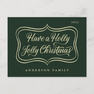 Cartes Pour Fêtes Annuelles Avoir un cadre en or classique de Noël Holly Jolly