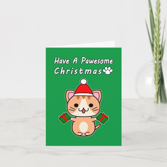Cartes Pour Fêtes Annuelles Avoir Un Noël Pawesant - Ginger Tabby Cat (Devant)