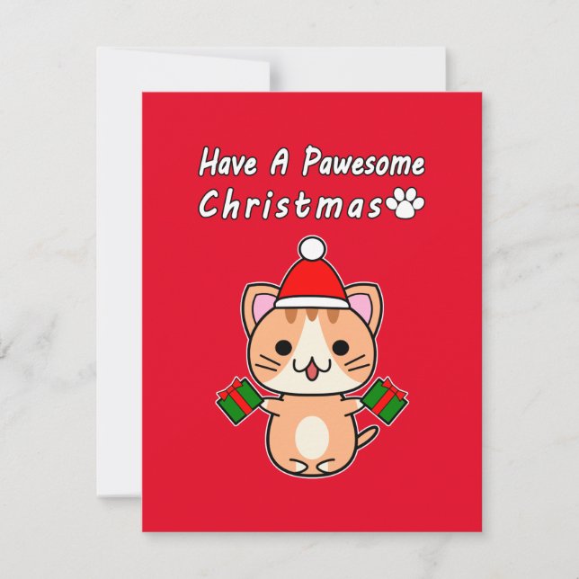 Cartes Pour Fêtes Annuelles Avoir Un Noël Pawesant - Ginger Tabby Cat (Devant)