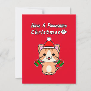 Cartes Pour Fêtes Annuelles Avoir un Noël Pawesome - Chat tigré roux
