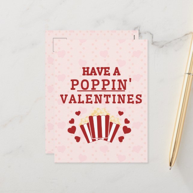 Cartes Pour Fêtes Annuelles Avoir un Valentines Poppin (Devant/Arrière en situation)