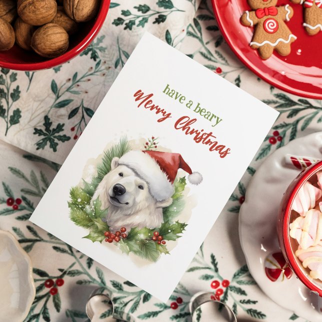 Cartes Pour Fêtes Annuelles Avoir Une Béarche Joyeux Ours Polaire De Noël Drôl (Créateur téléchargé)