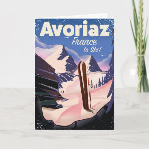 Cartes Pour Fêtes Annuelles Avoriaz, affiche de voyage de ski français