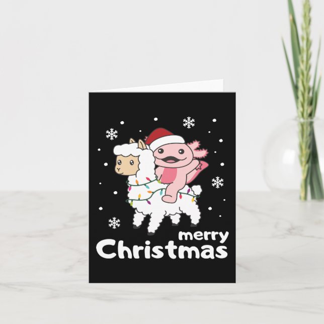 Cartes Pour Fêtes Annuelles Axolotl Llama Alpaca Joyeux animaux de Noël Vacanc (Devant)