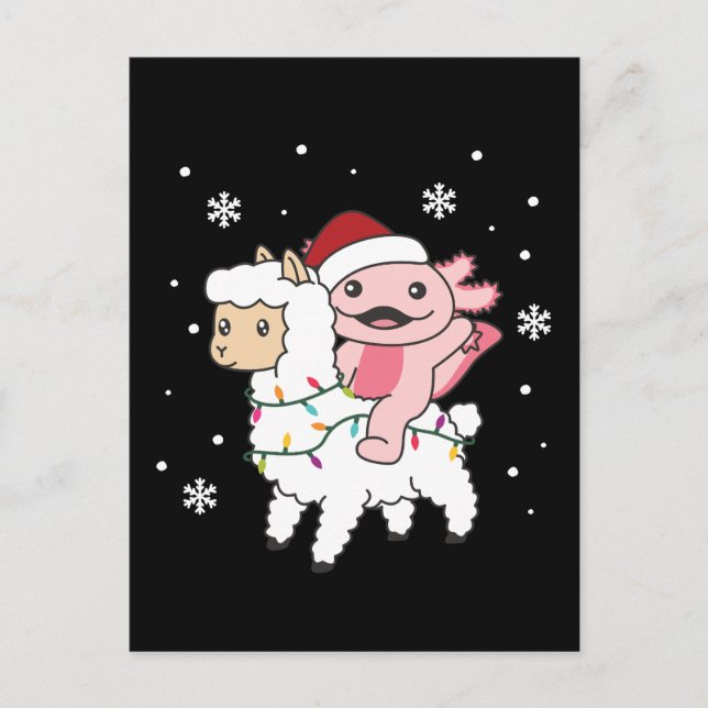 Cartes Pour Fêtes Annuelles Axolotl Llama Alpaca Noël Animaux d'hiver (Devant)