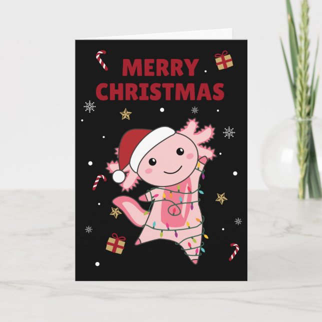 Cartes Pour Fêtes Annuelles Axolotl Merry Christmas Winter Animals Axolotls Ad (Devant)