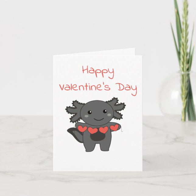 Cartes Pour Fêtes Annuelles Axolotl pour la Saint Valentin de mignons animaux  (Devant)