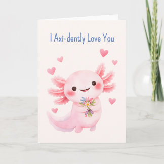 Cartes Pour Fêtes Annuelles Axolotl With a Bouquet Salamander love