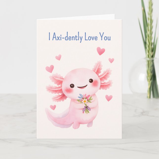 Cartes Pour Fêtes Annuelles Axolotl With a Bouquet Salamander love (Devant)