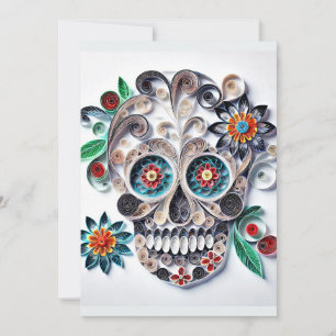Cartes Pour Fêtes Annuelles AY oF tEAD fLOWER sKULL cOLORFUL QUILLING ART