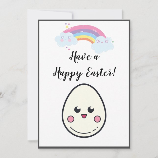 Cartes Pour Fêtes Annuelles Ayez un joyeux Oeuf de Pâques Cute Kawaii Rainbow  (Devant)