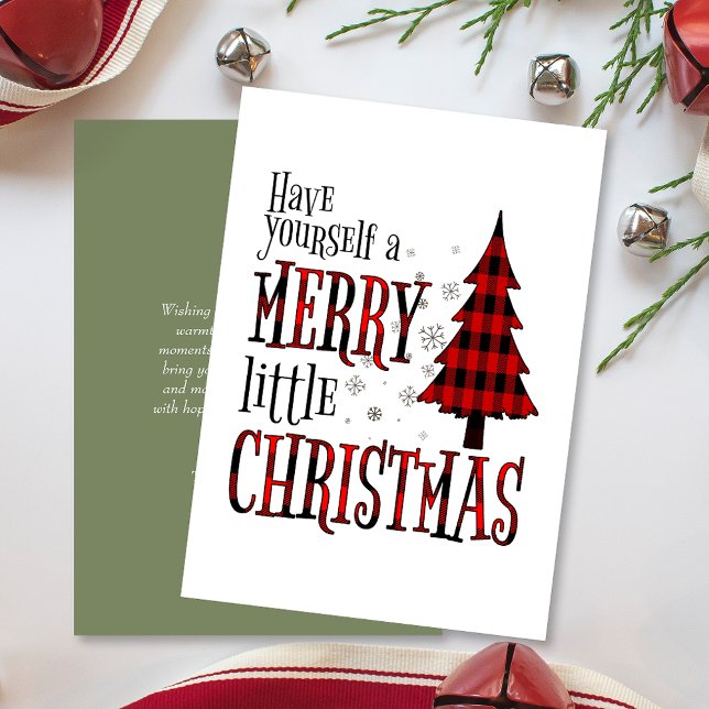 Cartes Pour Fêtes Annuelles Ayez Un Joyeux Petit Arbre Plaid De Noël (Celebrate the holidays with our charming plaid-style Christmas card, spreading warmth and joy to all)