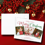 Cartes Pour Fêtes Annuelles Ayez un très joyeux Noël 3 Collage photo<br><div class="desc">Ayez une carte postale Very Joyeux Noël 3 avec une belle calligraphie en rouge et vert. Ces trois cartes postales de photos de famille de vacances modernes présente un script magnifique et votre nom sous le collage photo carré festif.</div>