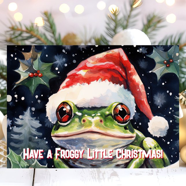 Cartes Pour Fêtes Annuelles Ayez une petite grenouille de Noël Froggy (Créateur téléchargé)