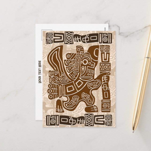 Cartes Pour Fêtes Annuelles Aztec Eagle Guerrier Tribal Art antique (Devant/Arrière en situation)