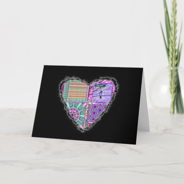 Cartes Pour Fêtes Annuelles Azulejos Carreaux géométriques avec Oiseau de Paix (Devant)