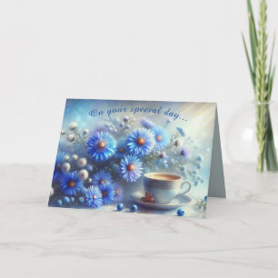 Cartes Pour Fêtes Annuelles Azure Aster Flowers Collection - Journée spéciale