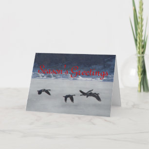 Cartes Pour Fêtes Annuelles B48 oies canadiennes au‑dessus de la rivière gelée