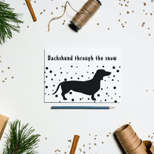 Cartes Pour Fêtes Annuelles B&W Drôle   Dachshund dans la neige  