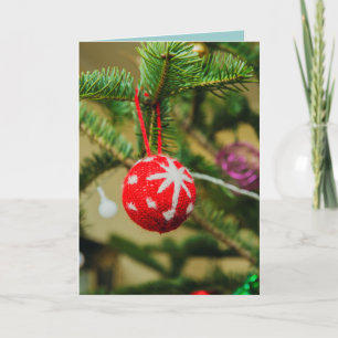 Cartes Pour Fêtes Annuelles Babiole rouge de Noël de crochet