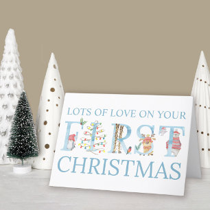 Cartes Pour Fêtes Annuelles Baby Boy First Christmas mignon Animaux Personnali