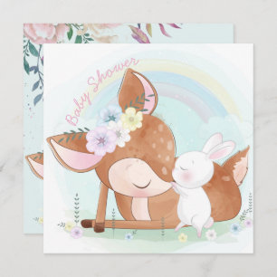 Cartes Pour Fêtes Annuelles Baby Deer et Bunny