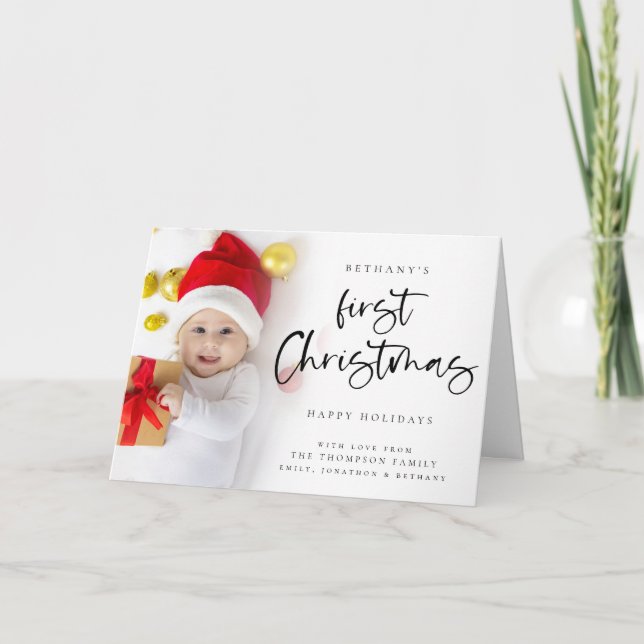 Cartes Pour Fêtes Annuelles Baby First Christmas 6 Photo Holiday Card (Devant)