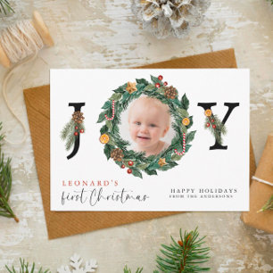 Cartes Pour Fêtes Annuelles Baby First Christmas Elegant & Botanical