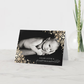 Cartes Pour Fêtes Annuelles Baby First Christmas Winter Snowflakes Photo Naiss