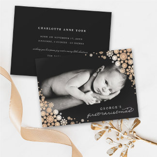 Cartes Pour Fêtes Annuelles Baby First Christmas Winter Snowflakes Photo Naiss