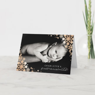 Cartes Pour Fêtes Annuelles Baby First Christmas Winter Snowflakes Photo Naiss