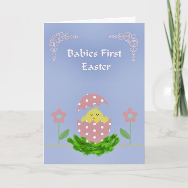 Cartes Pour Fêtes Annuelles Baby First Paster Card avec bébé poussin et oeuf (Devant)